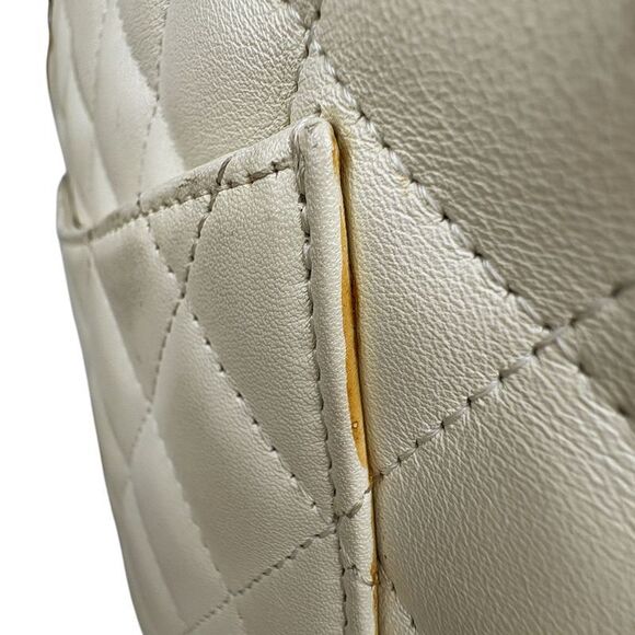 Chanel Cambon Line Medium Tote Bag Coco Mark Handbag Tote Bag Leather White - Picture 4 of 15